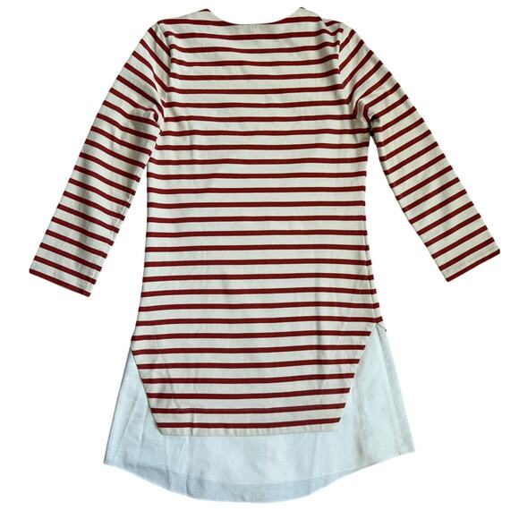 Veronica Beard Stripe Red White Quarter Sleeve Charter Layered Shirt Dress-M - Picture 2 of 12